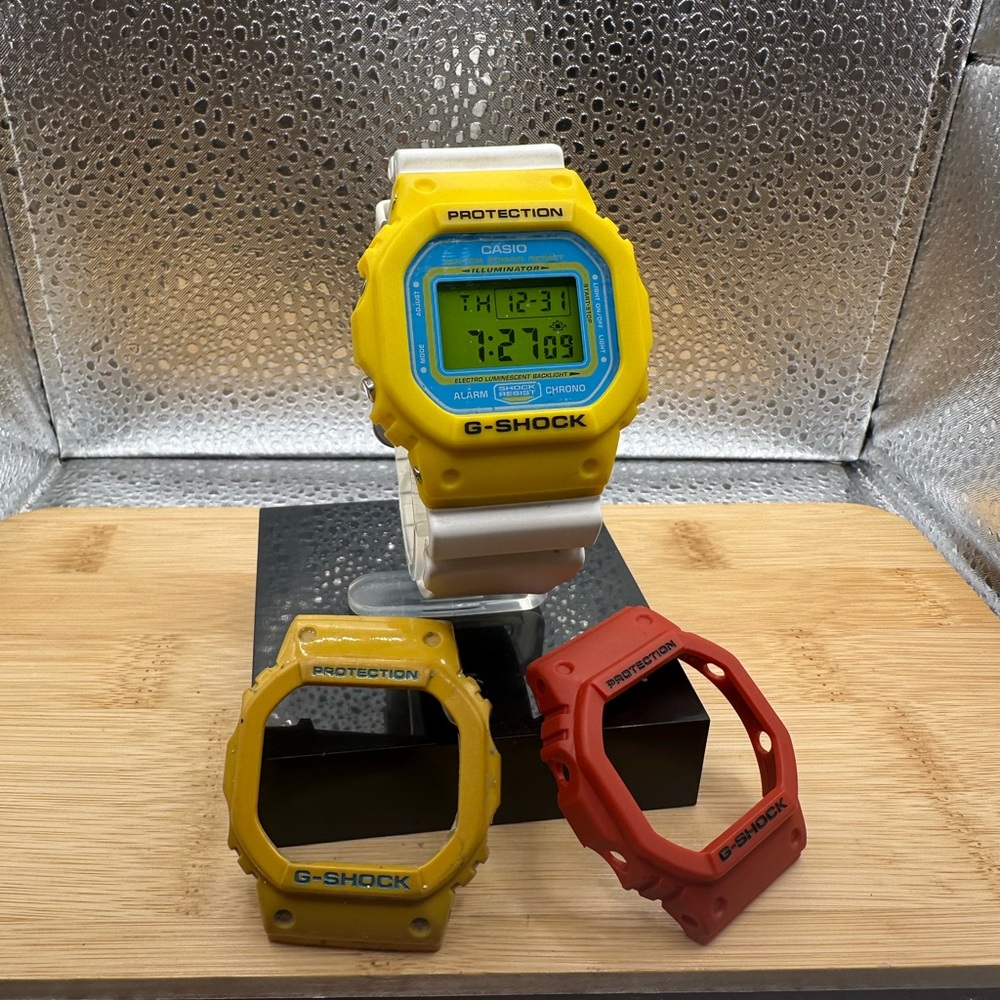 CASIO G-SHOCK DW-5600CS Yellow Watch with Modded Case New Batteries